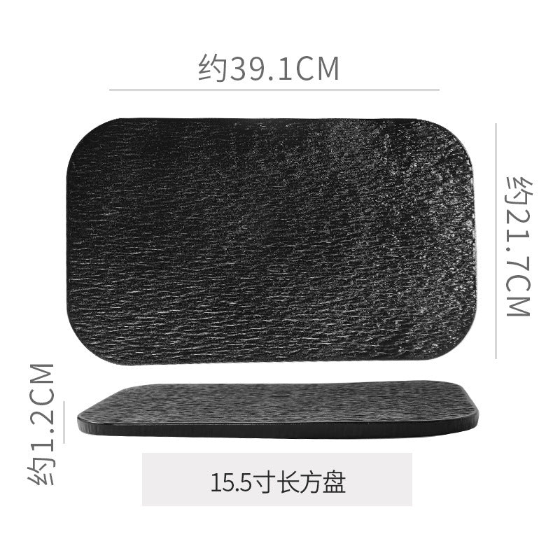 Embossed rock texture flat plate - creative & unique ceramic dinner plate for restaurants & hotels - high-style serving dish