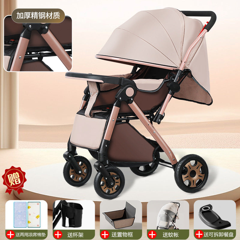 Two-way baby stroller, convertible from upright to reclining, foldable, lightweight, high-view stroller, suitable for ages 0-3 years. dropshipping available