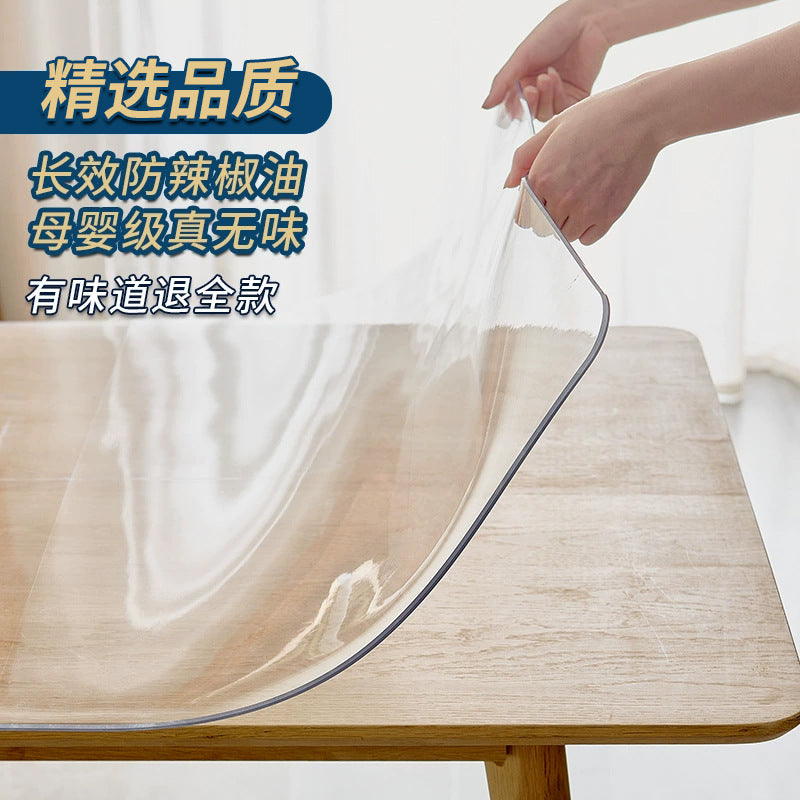 Soft glass table mat, leave-in waterproof, oil-proof and anti-scalding plastic PVC transparent dining table mat, coffee table tablecloth, crystal board
