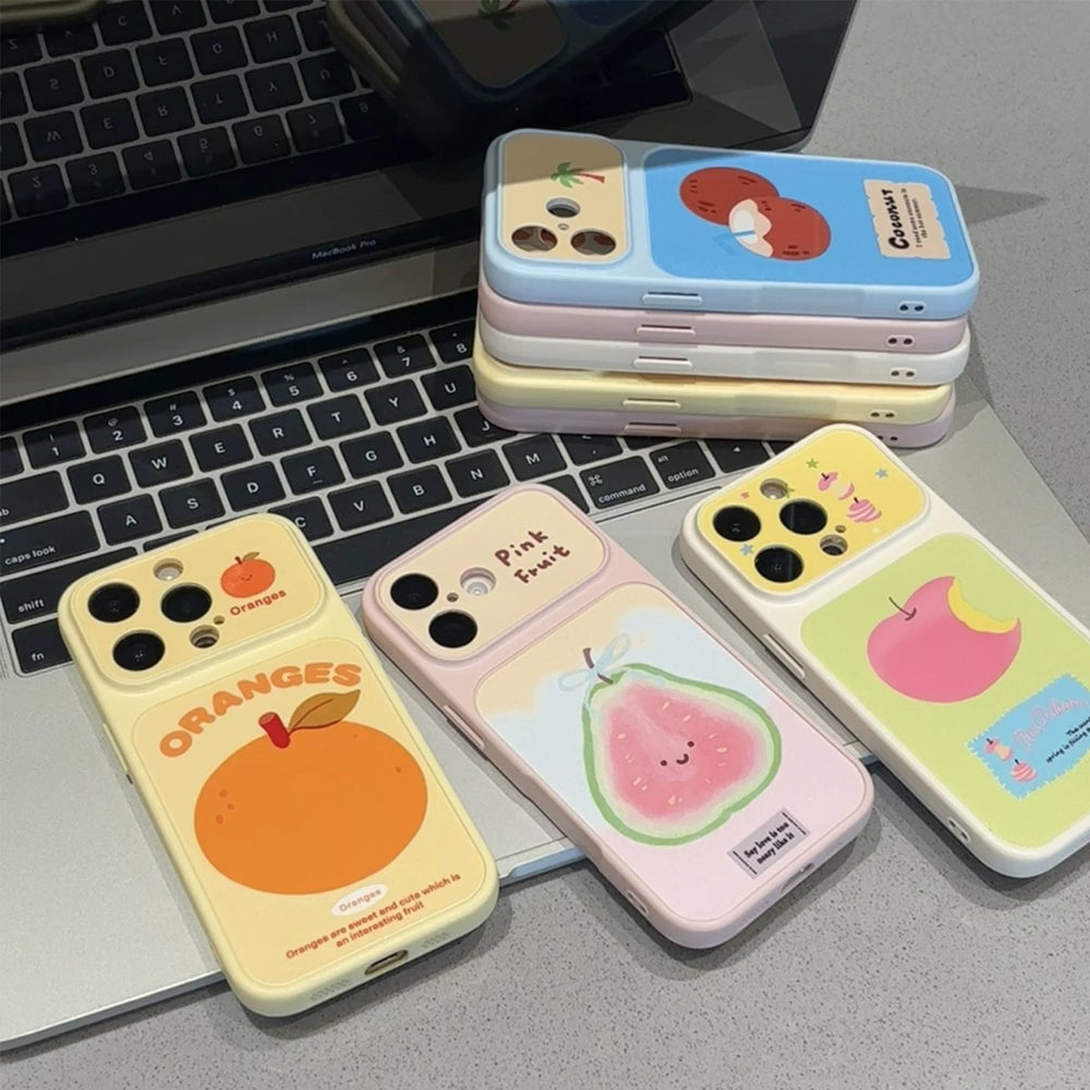 Suitable for apple 17promax mobile phone case, contrasting color large window, fresh cartoon fruit iphone18 anti-fall soft case