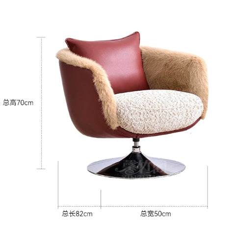 Maillard style single sofa chair retro living room balcony classycasual lounge chair rotate stainless steel lazy sofa