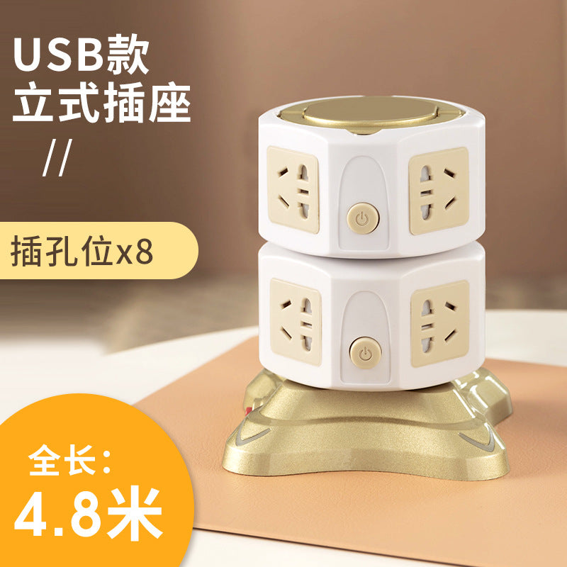 Vertical socket for home multi-function usb wireless charging plug-in tower type plug-in multi-interface stereo drag wiring board