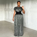 pleated waist retro black slimming look new arrival sleeveless long african women's long skirt