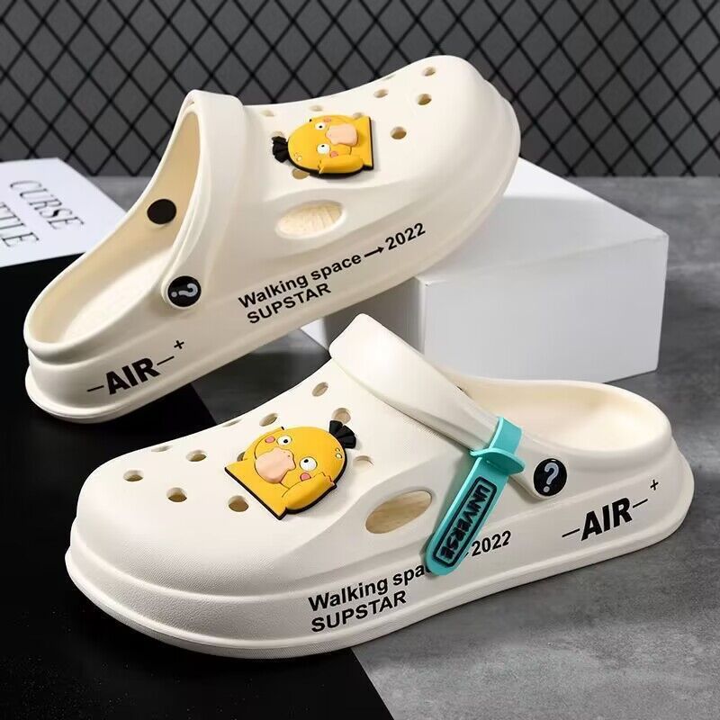 New arrival crocs women's summer shit-feeling thick sole slippers toe-cap sandals couple non-slipcasual beach shoes for men