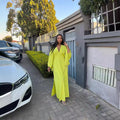 European and american cross-border women's fashion:  autumn new arrival - solid color v-neck batwing sleeve elegant long slit dress