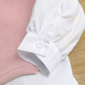 girls' autumn new arrival: collared long-sleeve ruffle princess dress shirt dress knitted vest two-piece set
