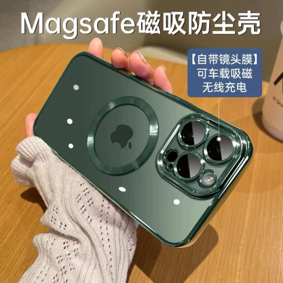 Electroplated magnetic iphone 17 pro max case with clear lens protector, full coverage drop-proof case for iphone 12/11