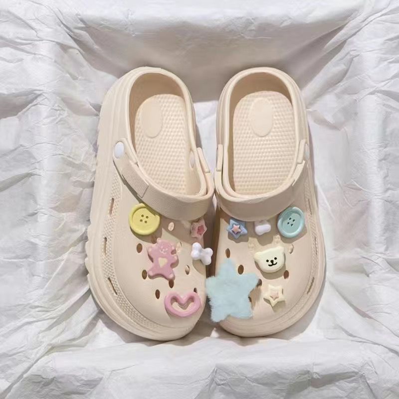 Thick sole crocs women's 2024new arrival stomping on shit feeling diy outwearfashionnon-slip non-stinky beach casual sandals