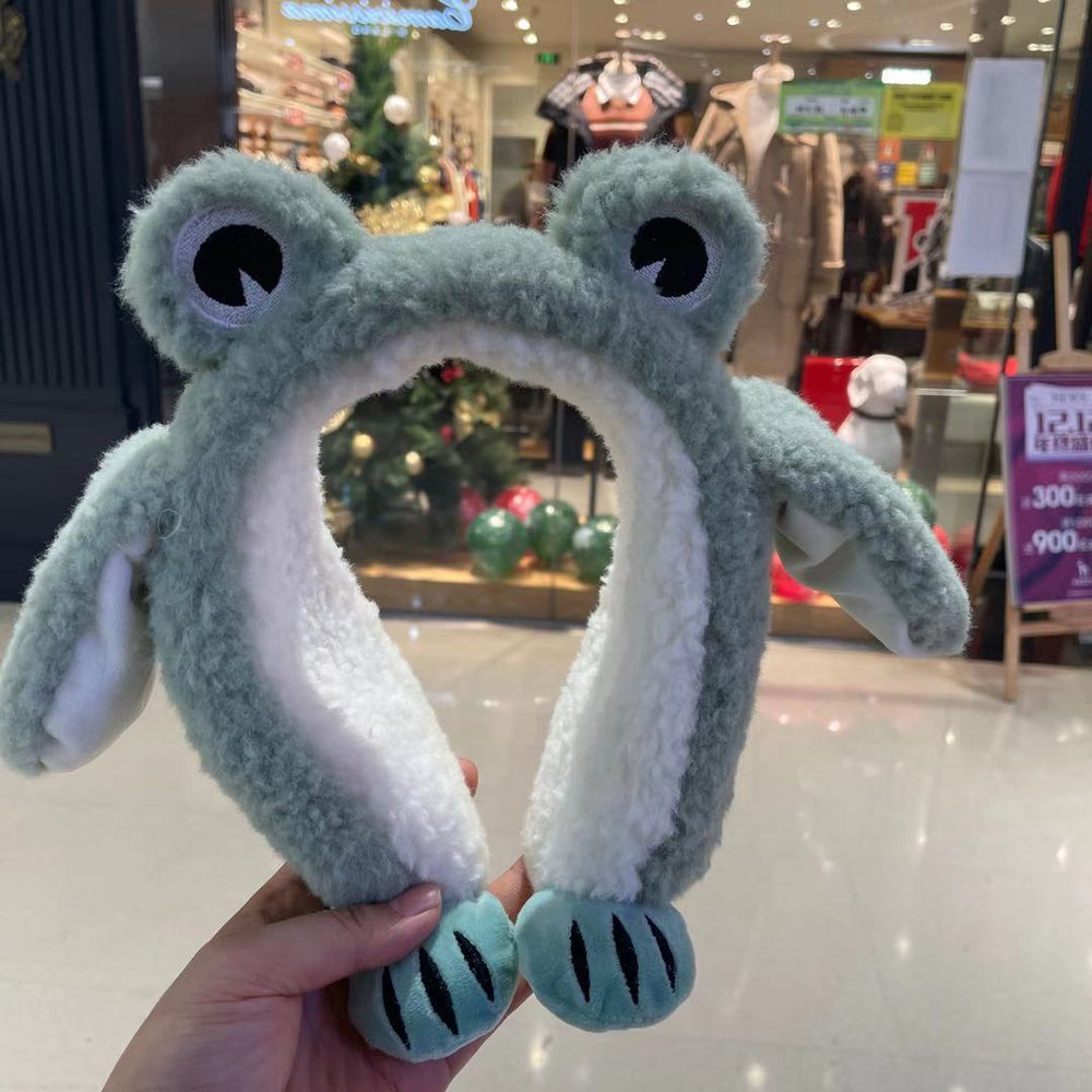 Trendy frog ear muffs with moving ears - kids' cartoon plush warm ear covers for outdoor use