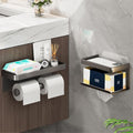 Bathroom tissue box roll paper holder bathroom tissue paper storage rack punch-free toilet paper box wall-mounted tissue holder collection