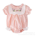 Summer baby romper: lightweight, stylish bodysuit for baby girls - perfect for spring outings. short-sleeve, snap-crotch design