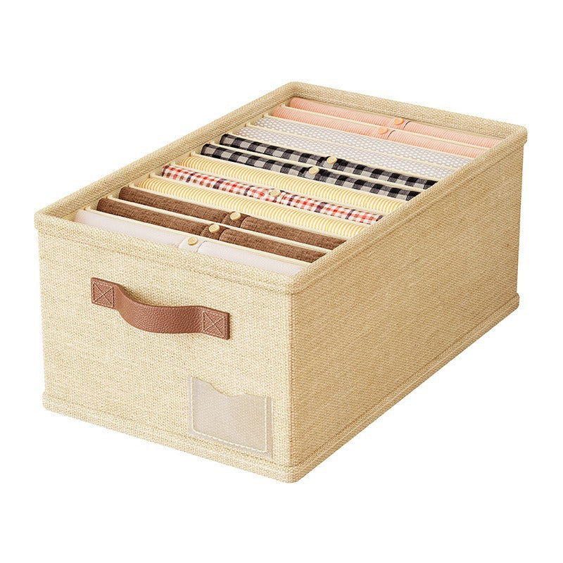 Cotton and linen grid finishing box, underwear storage box, PP board, dormitory clothes, pants storage artifact, clothing storage box.