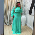 European and american cross-border women's fashion:  summer new collection - elegant and sweet pleated puff sleeve blouse with high-waisted midi skirt set