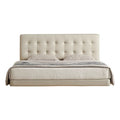 Waffle grids italian normcore genuine leather suspended bed popular cream style white soft bag classy master bedroom wedding bed