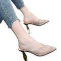 Baotou sandals for women 2021new arrival mesh pointed toe stiletto heel popular slippers high heel outweark-style half slippers for women summer