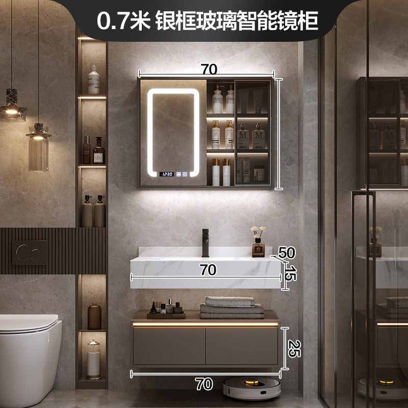 [Spot] Multifunctional storage rack, rock slab hot bending integrated basin, bathroom, washstand, face wash, bathroom cabinet combination