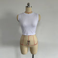 Hk3015 white tank top - european & american style, fresh, sweet, sexy, round neck tank top for export