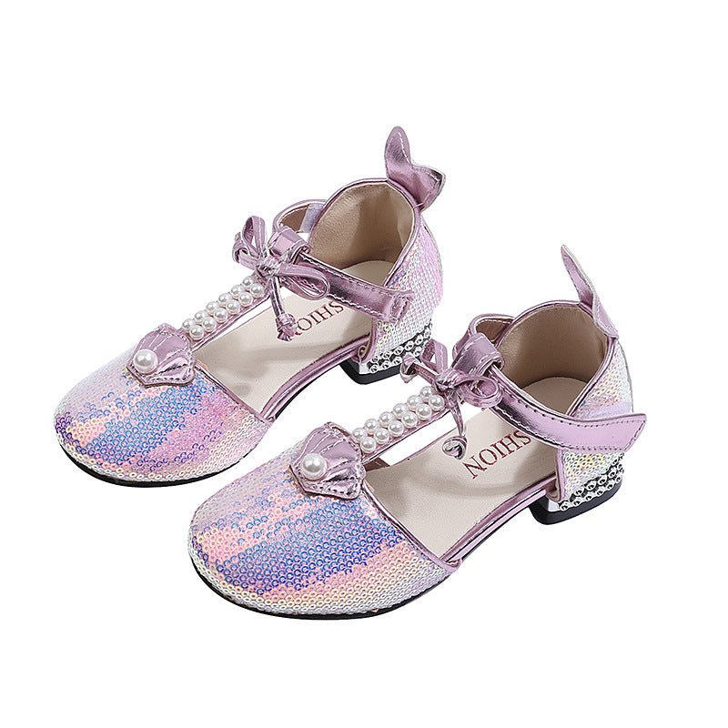 Girls' mermaid summer sandals - versatile soft sole, baby girl fashion runway bow princess sandals