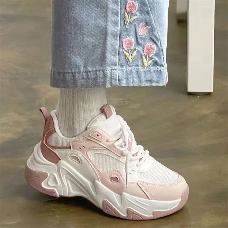 Hong kong style thick sole dad shoes women's ins trendy easiest for match 2026 spring and summer new arrival super popular easiest for match student sneakers