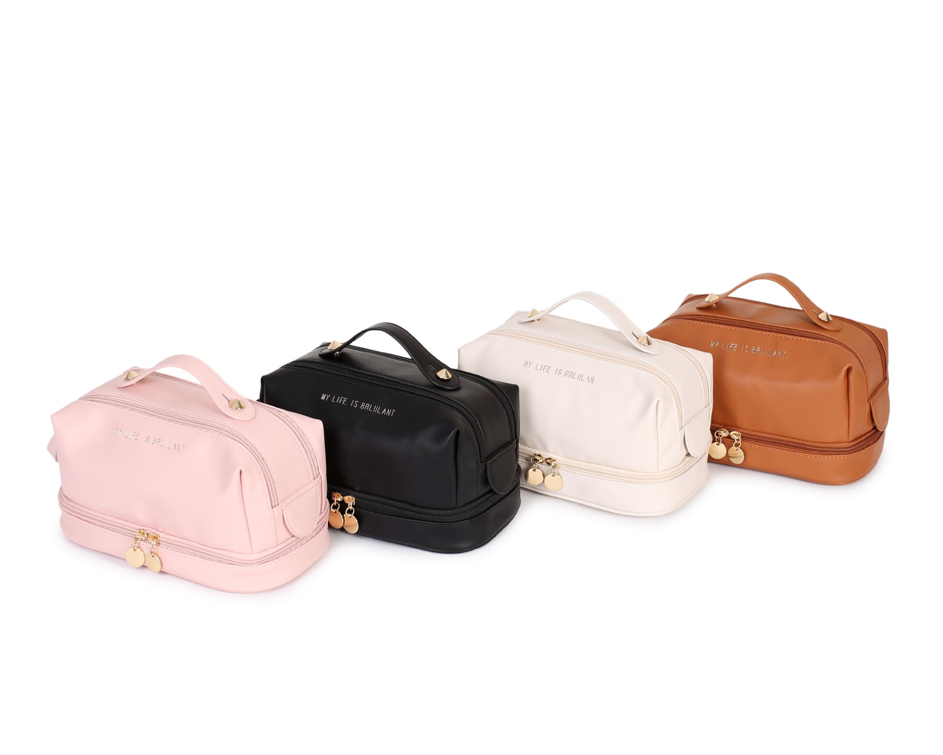 Premium sense portable large-capacity cosmetic bag travel waterproof toilet bag double-layer partition cosmetic storage bag