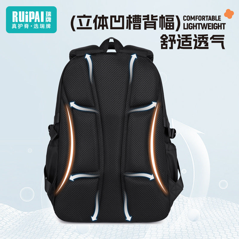 Ruipai Middle School University School Bag Male 2025 New High School Student Large Capacity High School Student Burden Reduction Ridge Backpack
