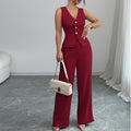 cross-border european and american women's clothing, cross-border fashion sets, stylish casual sleeveless vest and straight-leg pants set