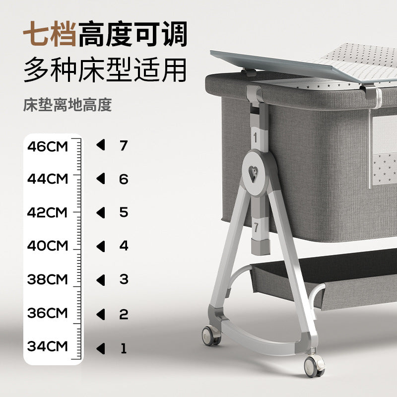 Foldable movable adjustable height crib newborn portable baby bed patchwork bed multifunctional baby bed