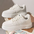2026 men's spring premium low-top casual sneakers: versatile, thick-soled, height-increasing leather white shoes for men