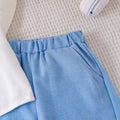 fashion summer new girlssuitpreppy style striped shawl off-white shirt shorts two-piece set