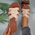 Summernew arrival round toe open toe cut outplaidcasualflats slippers sandals casualfashionoutwear beach women's shoes