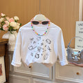 New arrivalkidsspring & fallcute lazy cartoon kitten long sleeves bottom sweatshirt baby girl casuallong sleeves t-shirt children's clothing