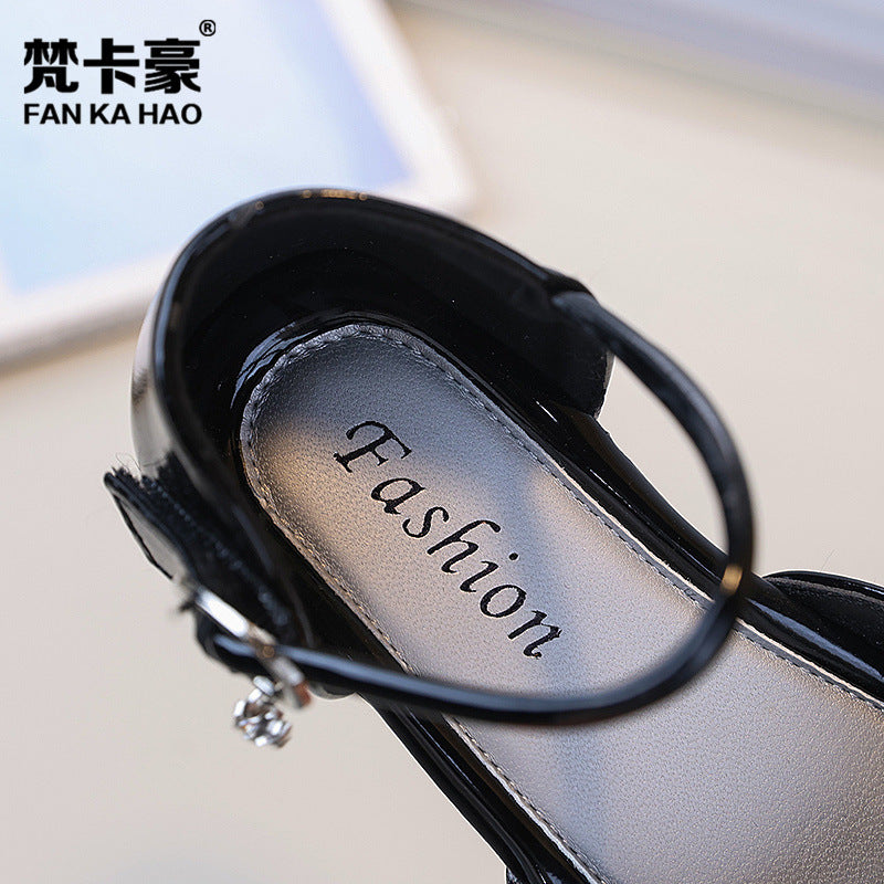 Export children's shoes  summer new girls' rhinestone princess sandals korean style kids' soft sole fashion flats