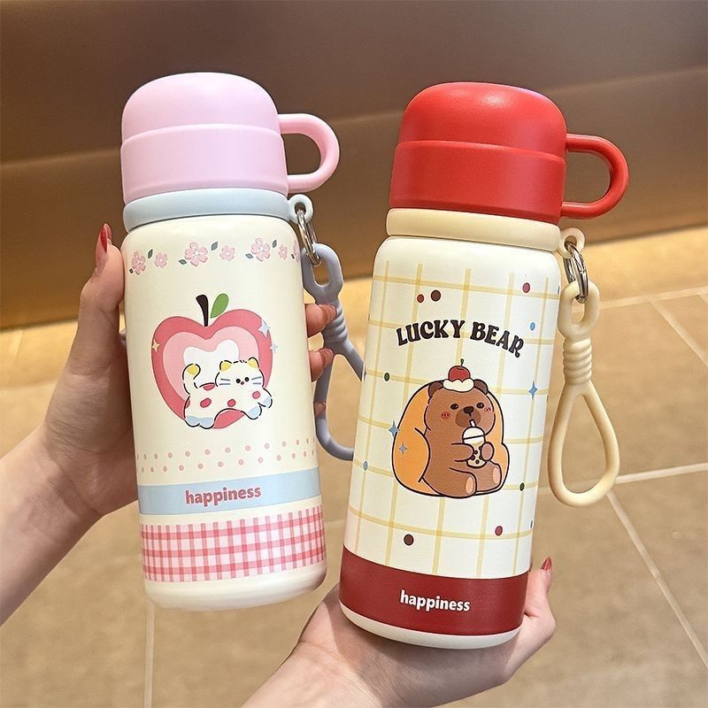 Portable tea lid stainless steel tea water separation thermos cup large capacity three-drink straw cup for men and women students wholesale personalized