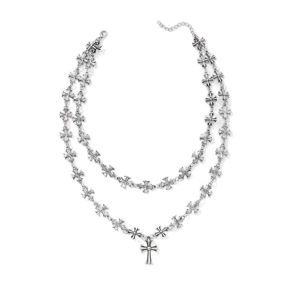 Cross necklace wholesale european and american cross-border jewelry fashion hip-hop non-fading necklace men's double-layered cuban chain