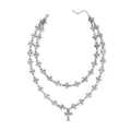 Cross necklace wholesale european and american cross-border jewelry fashion hip-hop non-fading necklace men's double-layered cuban chain