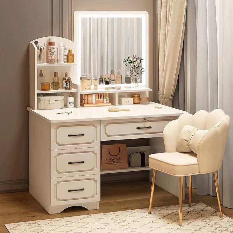 Bedroom dressing table casual modern master bedroom makeup table 2024new arrivalaccessible luxury dressing table mirror storage cabinet makeup cabinet
