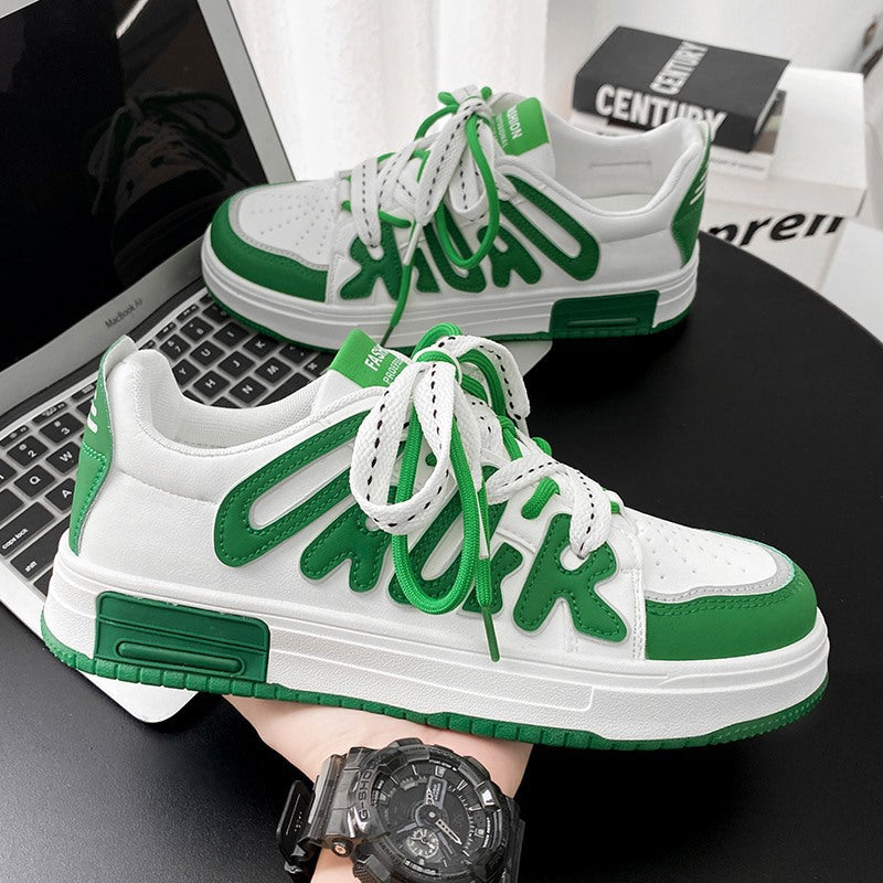 Spring & fall men's shoes 2025new arrivaltrendyeasiest for match hong kong style casual flat shoes youth heightening sports white trendy shoes