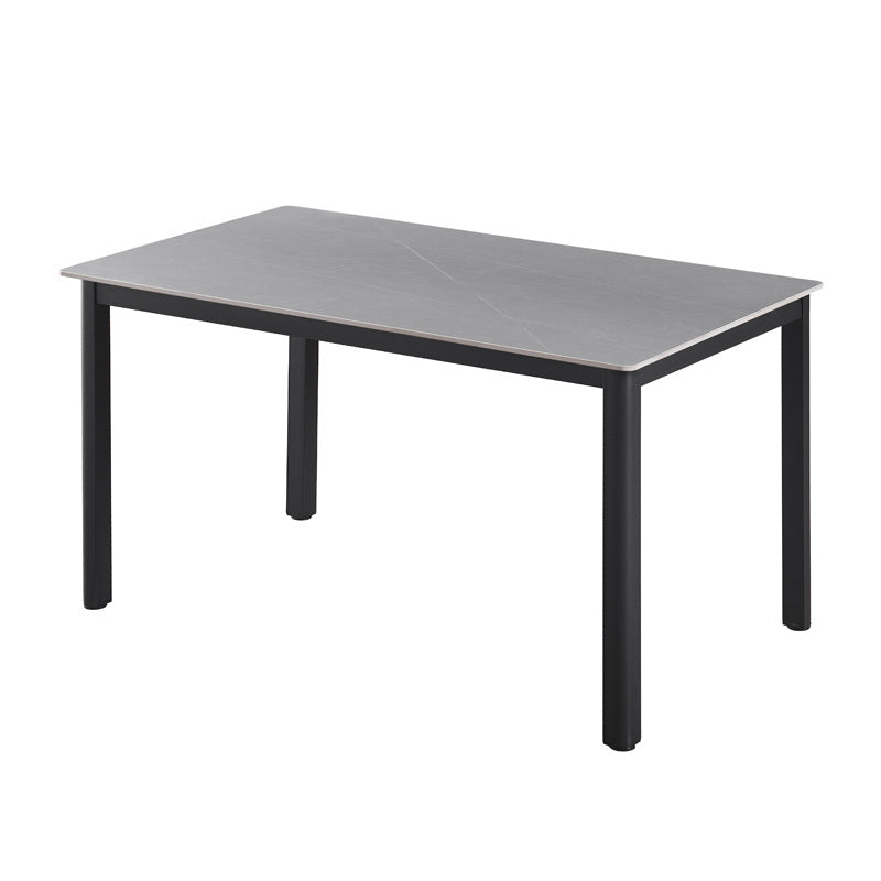 Modern minimalist sintered stone dining table, rectangular dining table for home use, small apartment minimalist dining table with fan-shaped legs
