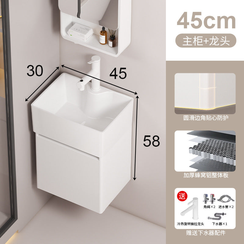 Small apartment circular arc bathroom cabinet deepened wash basin space honeycomb aluminum washbasin cabinet combined toilet washbasin