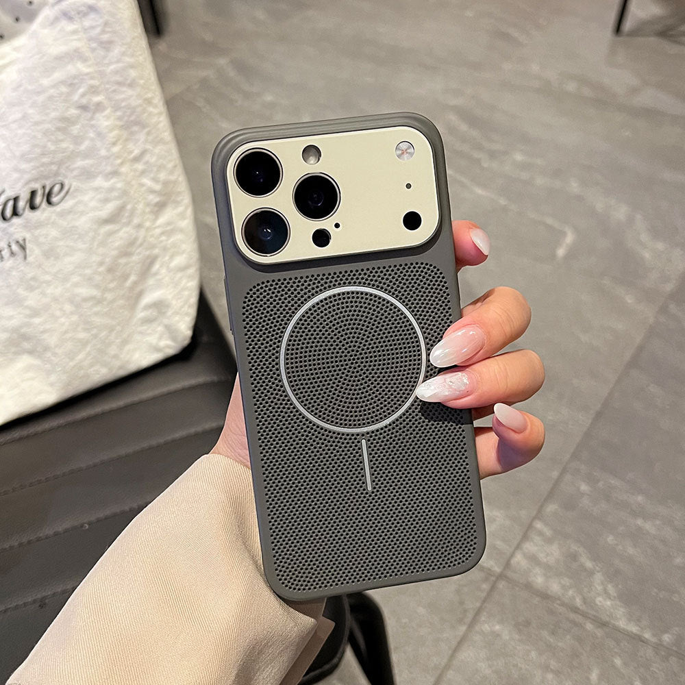 Suitable for iphone16 macaron contrasting color mesh cooling mobile phone case apple 17 thin and light large window protective case 15
