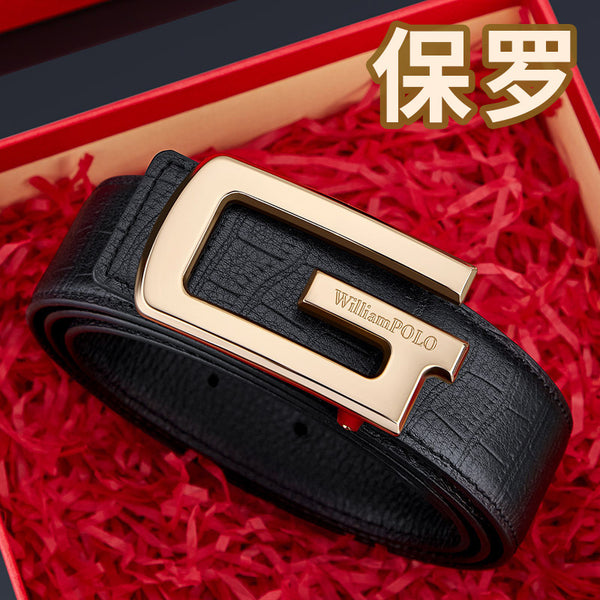 Emperor Paul Belt Men's Genuine Leather Cowhide Genuine Men's Belt First Layer Cowhide Smooth Buckle Belt Men's Wholesale