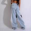 new european and american style fashion denim patchwork three-stripe wide-leg jeans casual stretch straight-leg trousers
