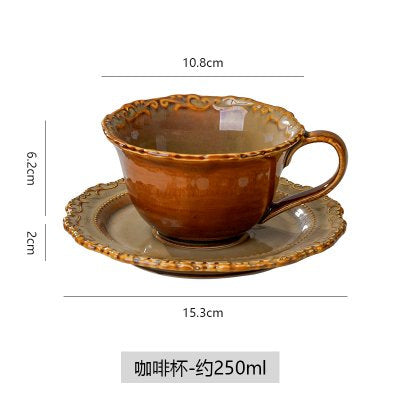 European minimalist style ceramic milk and water cup, perfect for office afternoon tea or coffee. exquisite embossed ceramic cup and saucer set