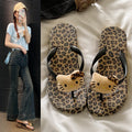 Trendy leopard print flip-flops for women - new summer fashion, versatile, thick-soled, non-slip, lightweight beach sandals