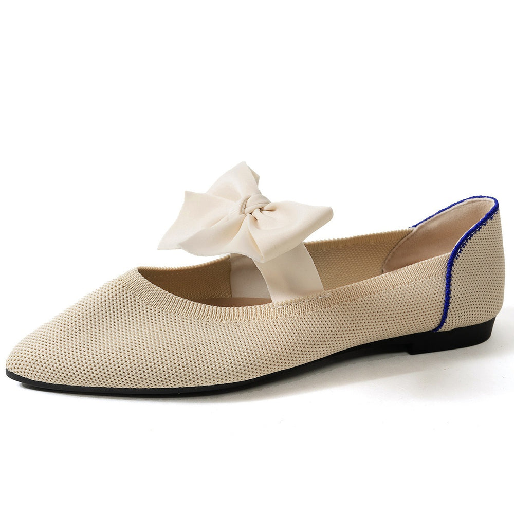 new spring/autumn pointed-toe bow casual flats - women's plus size flyknit moccasin loafers