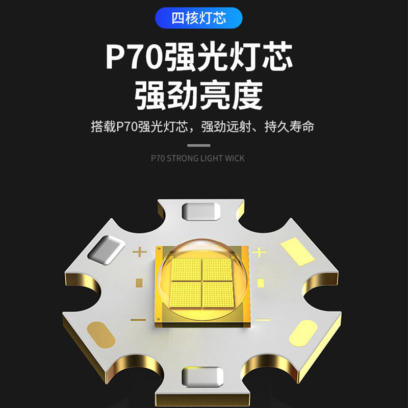 Cross-border new XHP50 strong light flashlight USB charging telescopic zoom remote shooting outdoor waterproof LED headlight