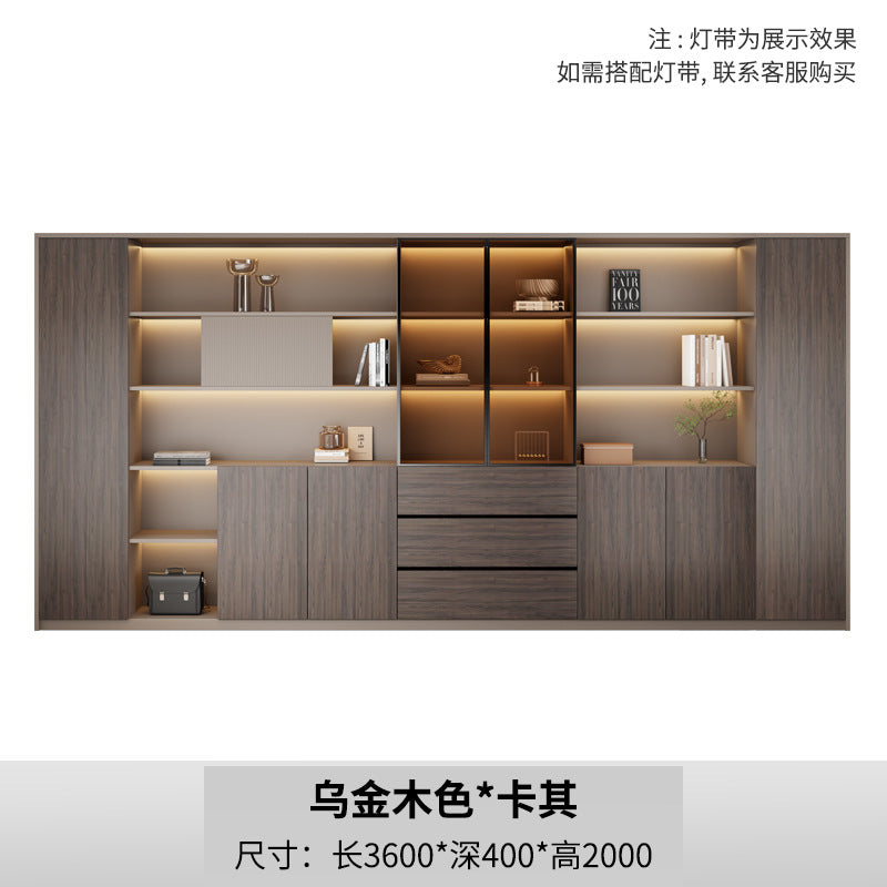 New chinoiserie office file cabinet wooden bookcase boss table background cabinet wall-mounted floor-standing five or six-door cabinetaccessible luxury