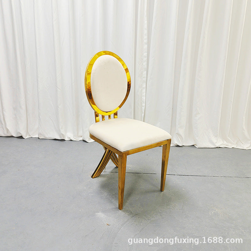 Creative Wedding Table Chair Stainless Steel Stool Banquet Hotel VIP Chair Meeting Soft Package Dining Chair Hotel Restaurant Chair