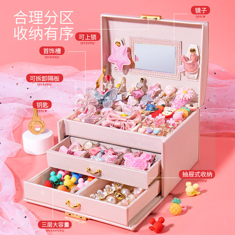 Princess-style hair accessories, hair clips, headbands, high-end storage jewelry box, children's cartoon hair ornaments gift box, wholesale for women