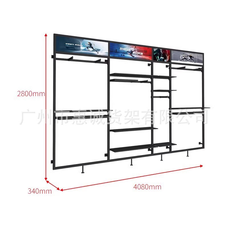 Clothing store display rack men's clothing women's clothing shelf display floor-to-ceiling shoe store shoe rack live broadcast Nakajima wrought iron shelf